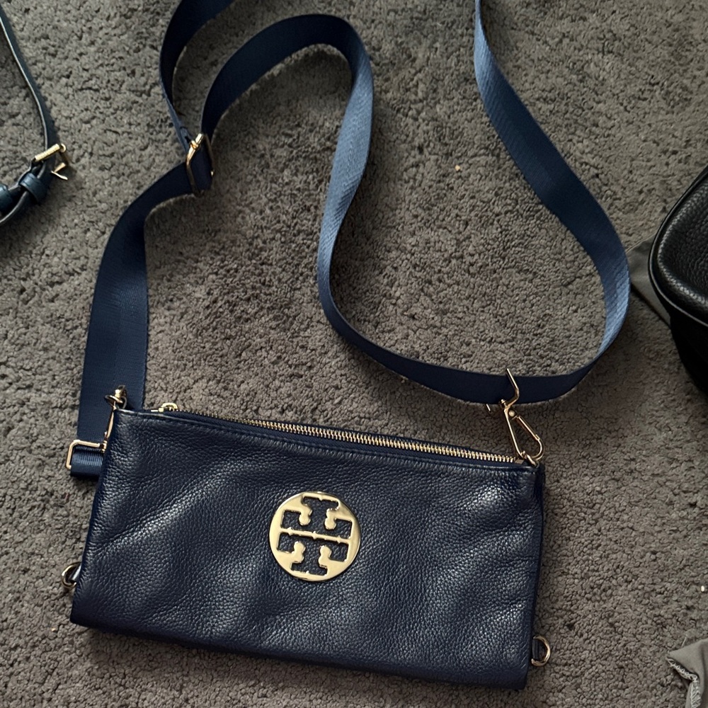 Tory Burch Dark Blue Leather Crossbody Bag